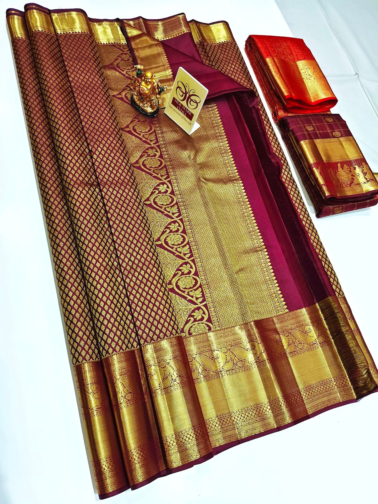 Madhuri Maroon Pure Handwoven Bridal Saree (Preorder)