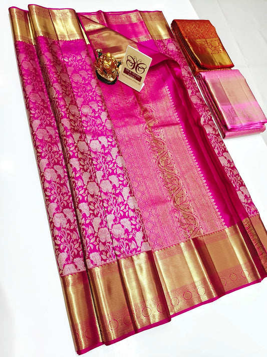 Parvati Pink – Pure Handwoven Bridal Saree (Preorder)